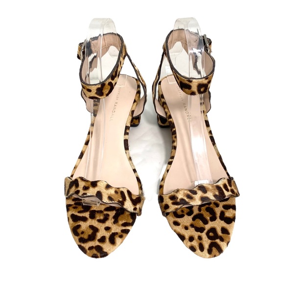 Loeffler Randall Emi Scallop Leopard Chunky Heel Strap Sandal Size 9.5 New - Picture 4 of 9
